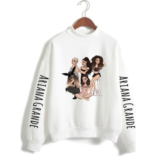 Cute Idol Ariana Grande Women sweatshirt Girls Turtleneck Kpop Coat Ariana Grande Turtleneck women Sweatshirt High Quality Top