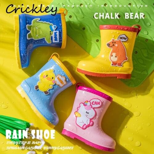 New Cartoon Unicorn Kids Rain Boots PVC Cute Animals Boys Girls Rain Shoes Waterproof Non Slip Toddler Children Water Shoes