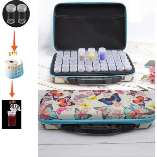 New style 60 Bottles diamond mosaic Tool Container Storage Butterfly Diamond Painting Box Accessories Holder Hand Bag Zipper box