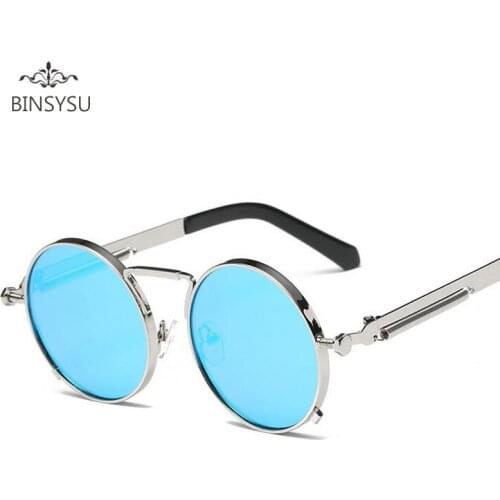 2018 Fashion Vintage Round Sunglasses Women Men Steampunk Goggles Retro Gold Metal Sun Glasses Hip Pop Wire Frame Teashade 6634