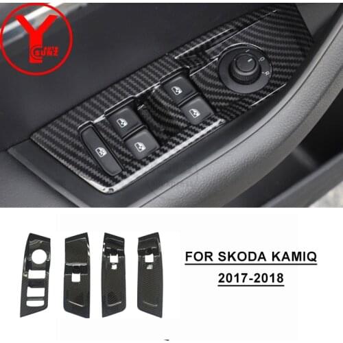 Carbon Fiber door armrest panel cover For Skoda KAMIQ 2018 Interior armrest car parts accessories For Skoda KAMIQ 2017 YCSUNZ