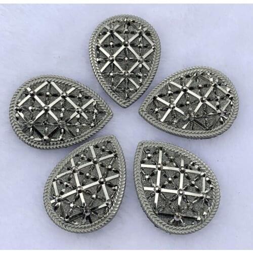 Gun black 30Pcs/lot 30*40mm Water drop Resin Gems Stone For Bead Work Flat Back Sew On Rhinestones With 2 Holes -A218*5