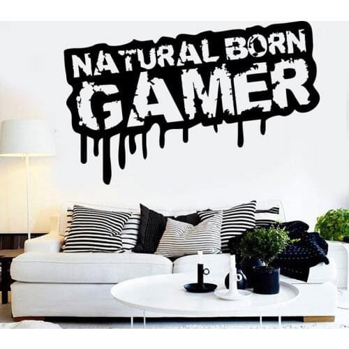 Natural Born Gamer Wall Decal Controller Video Game Wall Vinyl Sticker Customized For Kids Bedroom Vinyl Wall Art Decals Z290