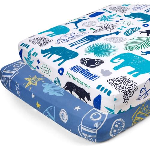 Baby Fitted Crib Sheets 97*61*13cm Cartoon Print Bed Sheet Baby Bedding Mattress Covers Crib Sheet for Unisex Baby Boys Girls