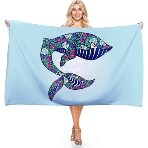3D Blue Deep Sea Conch Digital Printed Rectangular Bath Towel for Outdoor Swimming Quick-dry Absorbent Beach Towel
