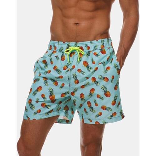 SD101 pineapple flamingo print swimwear men beach leisure shorts briefs board surf men swimsuit sunga man swim trunk short 3XL