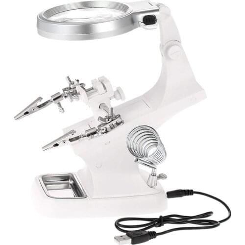 Welding Magnifying Glass LED Auxiliary Clip Magnifier Helping Third Hand Soldering Solder Iron Stand Holder Station Magnifier