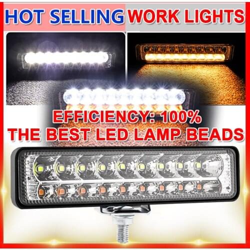 Universal 1x 6" 60W Car Top LED Offroad Work Light Bar Dual Color White & Amber Waterproof