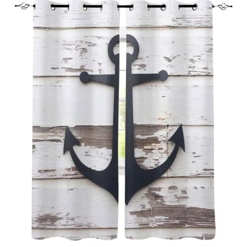 Vintage Anchor Wood Blackout Curtains For Living Room Window Curtains For Bedroom Kitchen Curtains Drapes Blinds