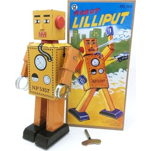Vintage Children Toys Tin Robots Wind up Toys Home Collection Retro Craft Big Steel Tooth Robot Toys