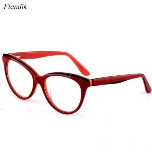 Cat Eye Women Acetate Optical Transparent Glasses Frame Solid New Fashion Clear Prescription Myopia Presbyopia Eyeglass