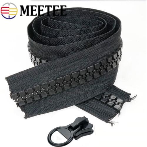 Meetee 20# 1meter Resin Zipper + 1pc Slider Open-end Double Side Head Extra Large Teeth Outdoor Tent Backpack Decoration AP653