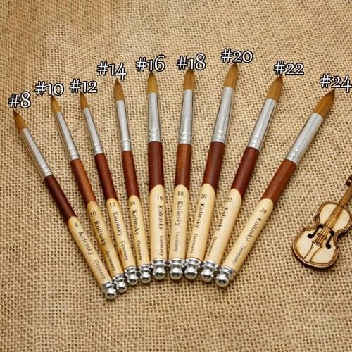 1Pc Professional Acrylic Nail Brush Oval Crimped Shaped Nail Painting Pen UV Gel Polish Brush Wood Handle Manicure Powder Brush