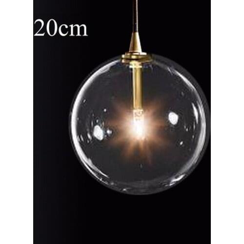 1 Light Clear Glass Globe Led G4 Lustre Luminaires Pendant Lights Simple Nordic Gold Metal Hanging Lamp Dining Room Droplight