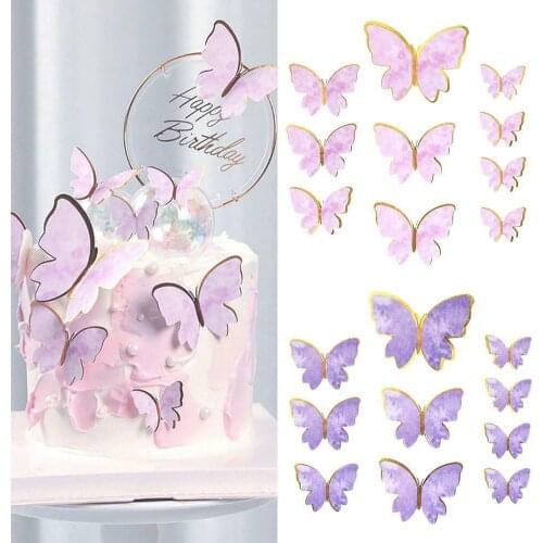 10pcs Butterfly Diy Cake Decoration Cupcake Toppers Birthday Cake Toppers Decors