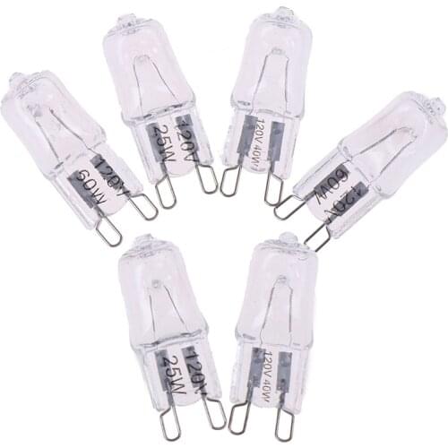 10 Pcs/Set 120V Lamp Base G9 Bi-Pin JCD Type Halogen Light Bulbs Voltage 25/40/60 Watt Wattage Pack