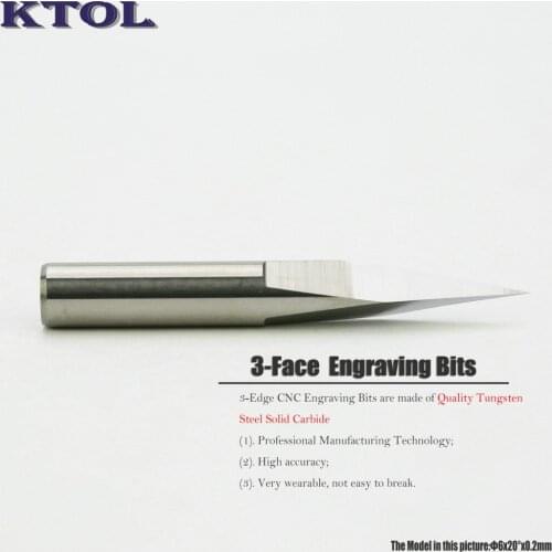 20 Angle 6*0.1MM Three Face Mill CNC Router Bits for Wood Carving,10pcs Carbide PCB Engraving Bit CNC Tools Milling Cutter Set