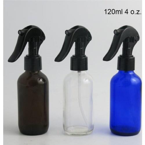 200 x 120ml Large Refillable 4oz Glass Spray Bottles for cleaning aromatherapy essential oil with black trigger spray top