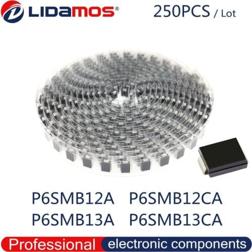 250PCS TVS P6SMB12A 12A P6SMB12CA 12C P6SMB13A 13A P6SMB13CA 13C SMB DO-214AA 600W SMD Transient suppression Diode Transistor