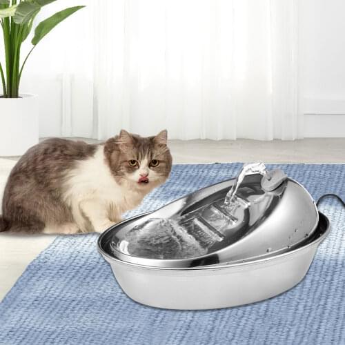 2L Cat Water Fountain Stainless Steel USB Automatic Dog Drinking Bowl Super Quiet Filter Water Dispenser For Dogs Cat Pet Feeder