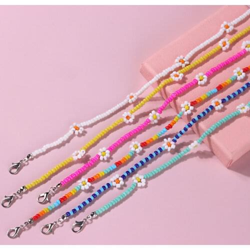 Bohemian Daisy Choker Necklaces For Women Teens Girls Boho Trendy Rice Beads Colorful Flower Necklace Fashion Jewelry Gifts