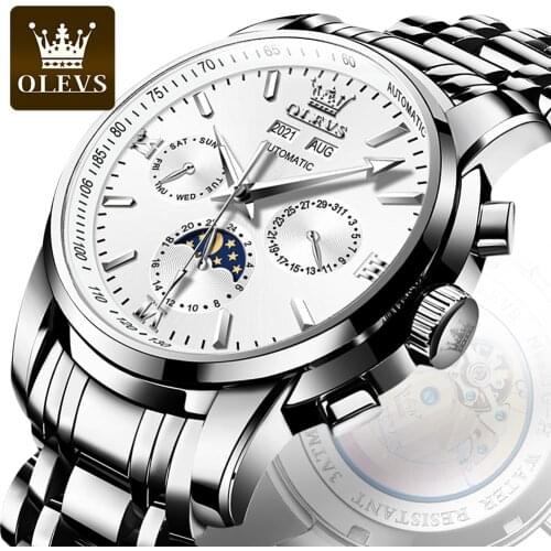 OLEVS Luxury Brand Men Watches Automatic Business Watch Men Stainless Steel Waterproof Mechanical Wristwatch Relogio Masculino