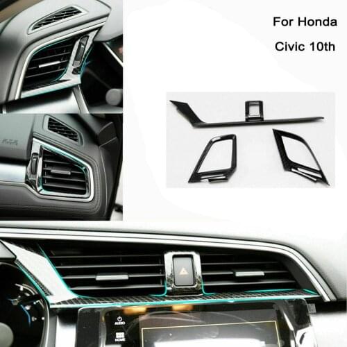 3pcs car Air Vent Cover Car Modified Parts Carbon Fiber Dashboard Air Vent Cover Case For Honda Civic 10th 2016-2020