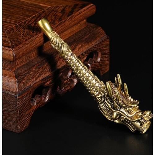 8mm Cigarette holder Tibet brass Hand-carved dragon head cigarette holder Vintage Tobacco Pipe Extra Long Wizard Pipe Tibetan Ac