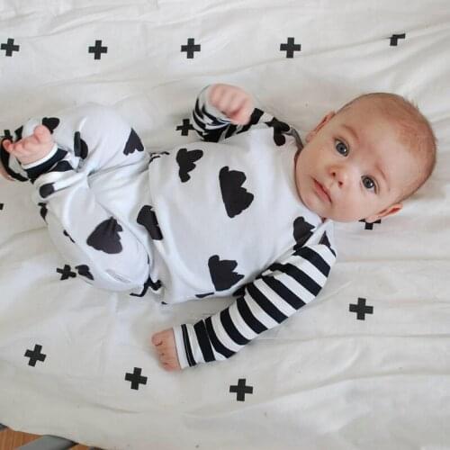 Baby Rompers Bodysuits Two Piece Set Autumn and Winter Baby Print Long Sleeve One Piece Suit with Hat Boys and Girls