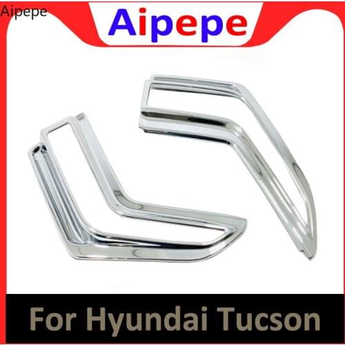For Hyundai Tucson 2019 Car Front Fog Light Lamp Strip Cover Trim Frame Moulding Exterior Accessories ABS Chrome Sliver