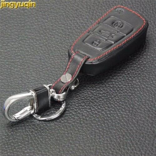 Jingyuqin 3 Buttons Car Key Leather Key Cover Case for Audi Sline A3 A5 Q3 Q5 A6 C5 C6 A4 B6 B7 B8 TT 80 S6 Remote Folding Key