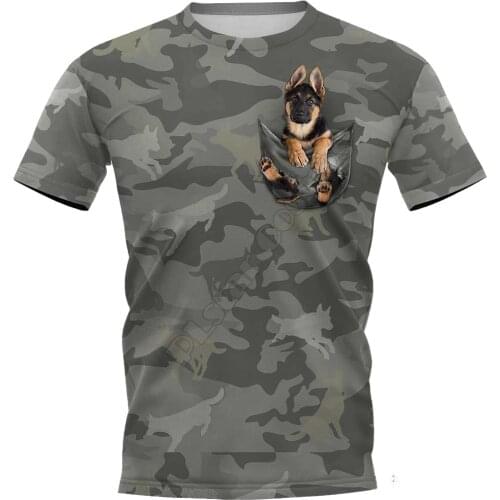 Camouflage German Shepherd 3D Printed t shirts women for men Summer Casual Tees Short Sleeve T-shirts Funny Animals Short Sleeve