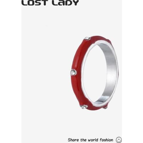 Lost Lady Fashion Zircon Surround Rings For Women Simple Enamel Alloy Multicolor Finger Rings Wholesale Accessories Party Gifts
