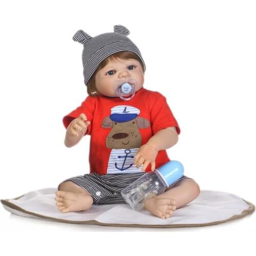 22 Inch Reborn Baby boy Doll Realistic Full Silicone Babies Dolls 57 cm NPK Wearing lovely Clothes toys for Kids Birthday Gift