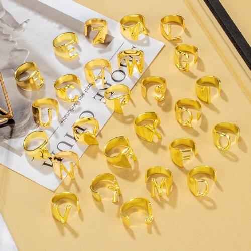 Fashion Luxury Party Letter Rings For Women Gold Statement New Simplicity Metal Rings 2021 Trend Male Female Modern Jewelry Gift