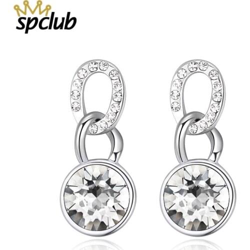 Fashion 2018 Crystals From Swarovski Girls Drop Earrings For Women Statement Female Bricons Wedding Jewelry Pendientes Mujer