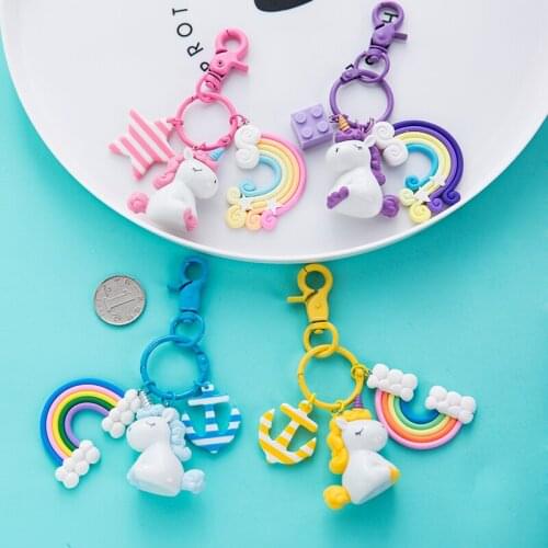 Cartoon Anime Keychain Unicorn Keychain Ladies Girl Pendant Bag Keychain Student Bag Key Ring Car Key Ring Cute Birthday Gift
