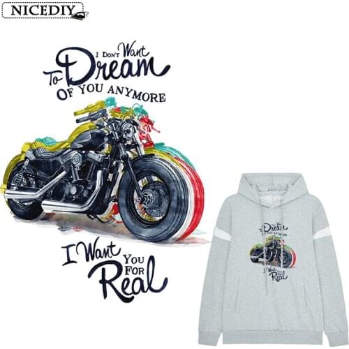 Nicediy Punk Red Transfers Vinyl Motorcycle Biker Iron On Patches For Clothing DIY Stripes On Clothes Applique Jacket Shirt Man