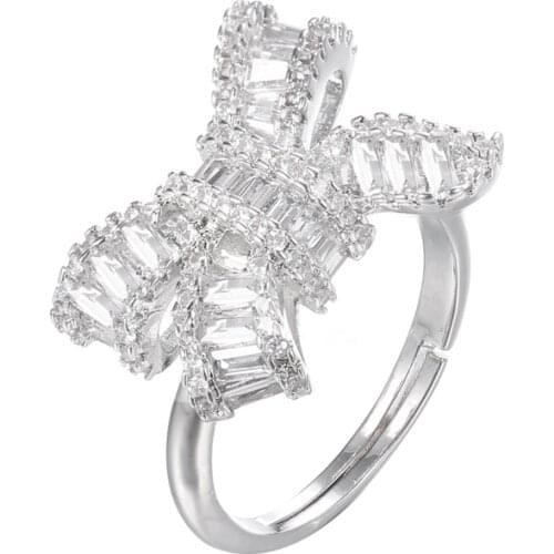 Bettyue Charming Jewelry Bow Shape Adjustable RIng Noble Zirconia Decoration For Female Fashion Statement Fascinating Gift