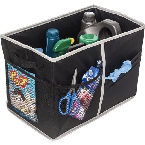Car Cargo Trunk Organizer, Folding Compartments Expandable In-vehicle Organization Needs, Durable Oxford Fabric (Black)