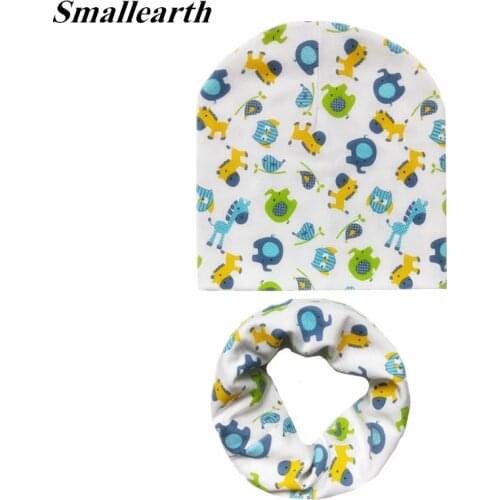 Autumn Winter Baby Hat Scarf Set Cat Love Print Boys Girls Neck Scarf Spring Warm Kids Beanies Sets Cotton Children Hat Scarf