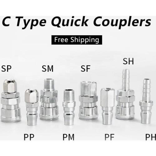 Pneumatic Fitting C Type Quick Connector High Pressure Coupling 10/20/30/40 PP SP PF SF PH SH PM SM Air Compressor Connector