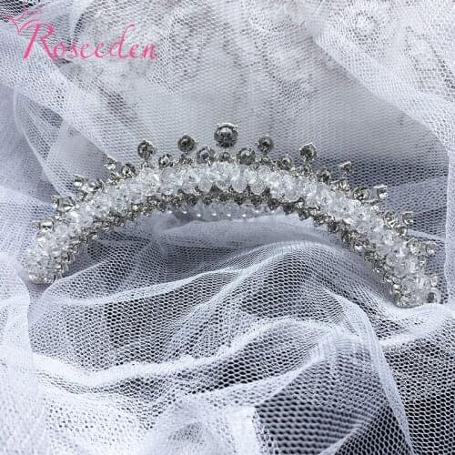 Handmade Luxury Sparkling Wedding Hair Comb Bride Tiara Headpieces Headwear Bridal Headdress Accessories RE363-1