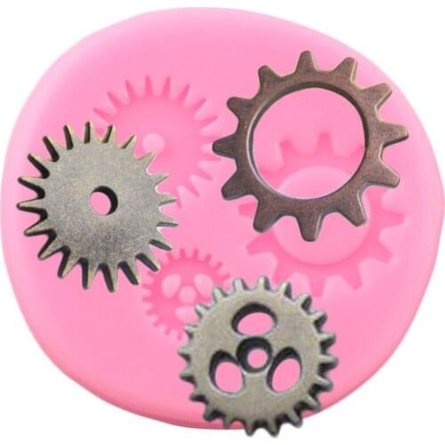 3D Gear Cake Border Silicone Molds Cupcake Topper Fondant DIY Steampunk Cake Decorating Tools Chocolate Candy Polymer Clay Mould