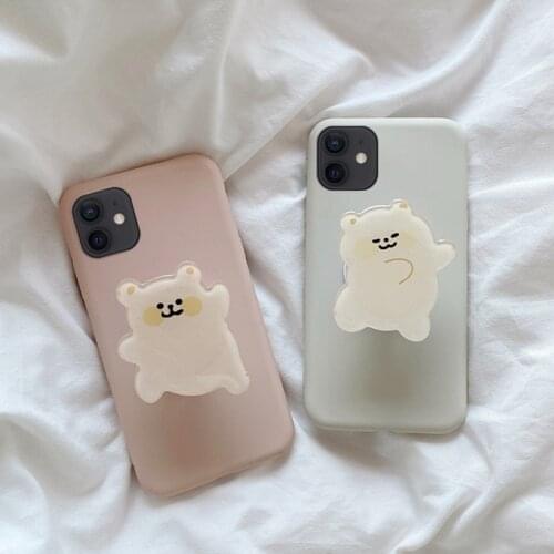 For iPhone 11 PRO 12 MINI 12Pro Max silicone cute Korea cartoon cover For iPhone SE 2020 XS XR X 7 8 6s Plus stand Phone Case