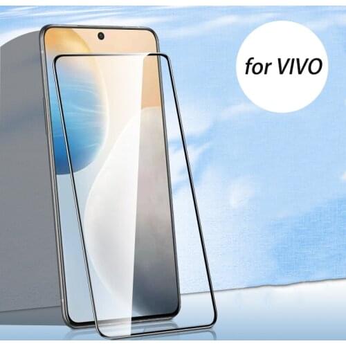 For VIVO X50 X60 X60T X30 Pro Black Edge Tempered Glass Screen Protector For VIVO X27 X30Pro Full Cover HD Front Protective Film