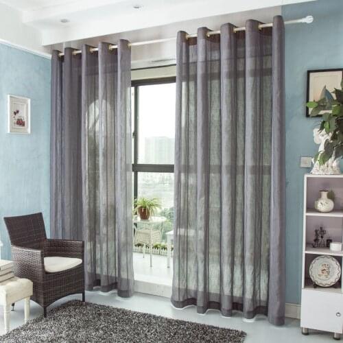 Nature Linen retro Stripe white Home decorative European style Sheer rod pocket Grommet window Curtain for living room bedroom