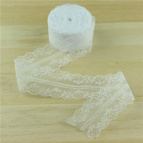 10yards/lot Beautiful White Color Net Lace Trim Embroidered Lace Ribbon For Sewing Wedding Decoration DIY