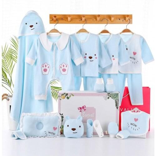 18PCS/SET Four Seasons Infant Baby Unisex Clothing Set Cute Pattern Baby Romper Underwear Suit Newborn Baby Accessories Set