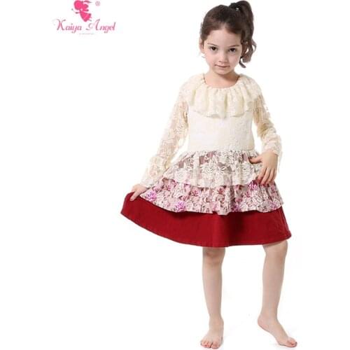 2017 Girl Dress Princess Party Dresses Girls Clothes Ivory Lace Dress Floral Cotton Ruffle Kids Wedding Dresses Lace Clothes